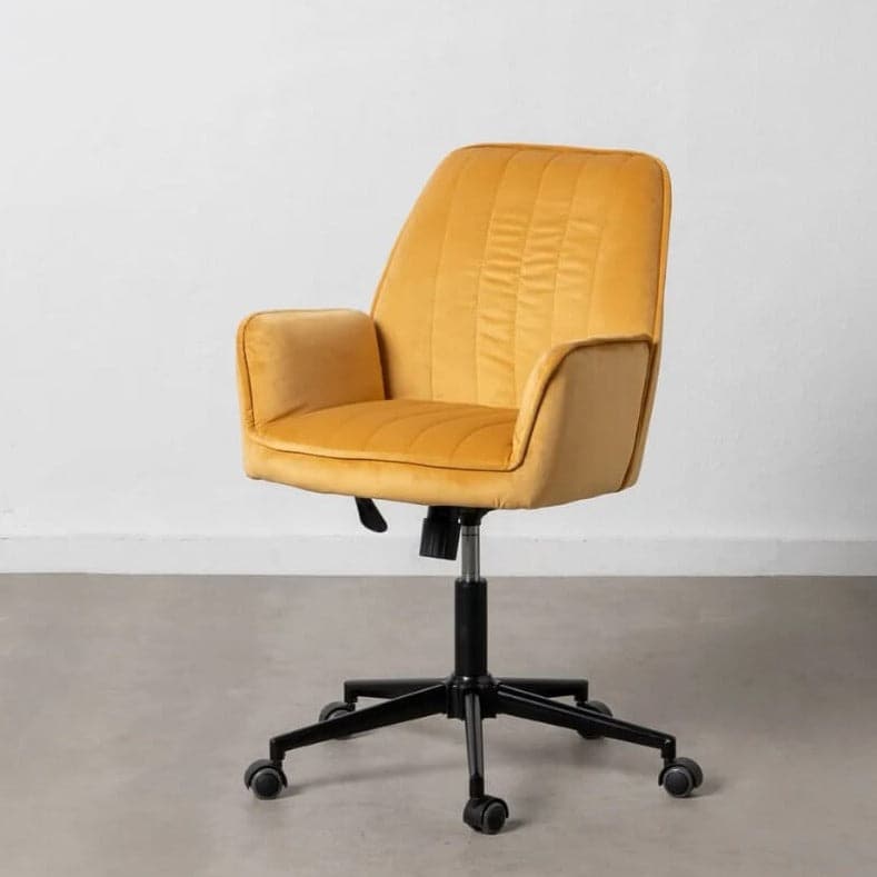 Scaun Rotativ pentru Birou SILLA Portocaliu din Catifea IXIA