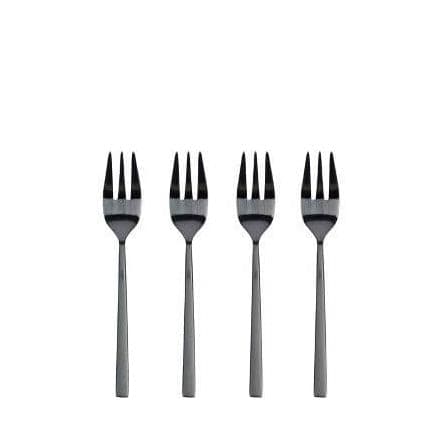 Set de 4 Furculite pentru Tort Negre din Inox BITZ