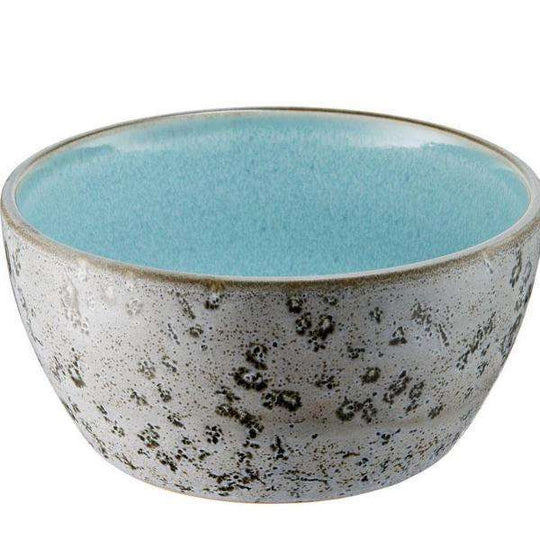 Bol Ceramic Gri cu Interior Albastru Deschis