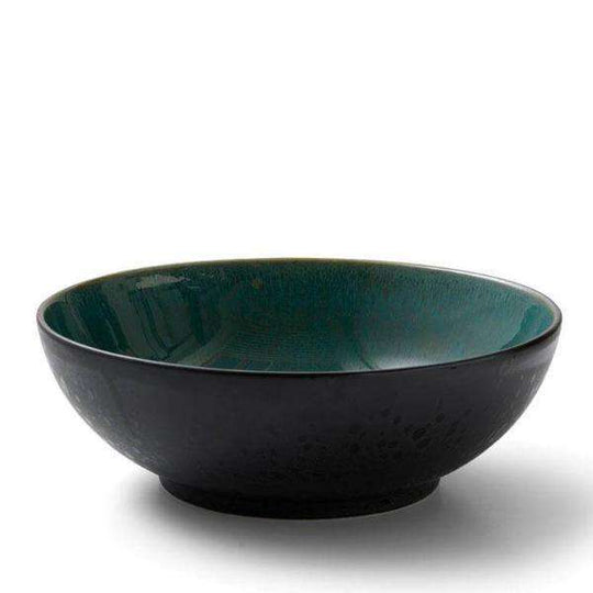Bol Salata din Ceramica Neagra cu Interior Verde