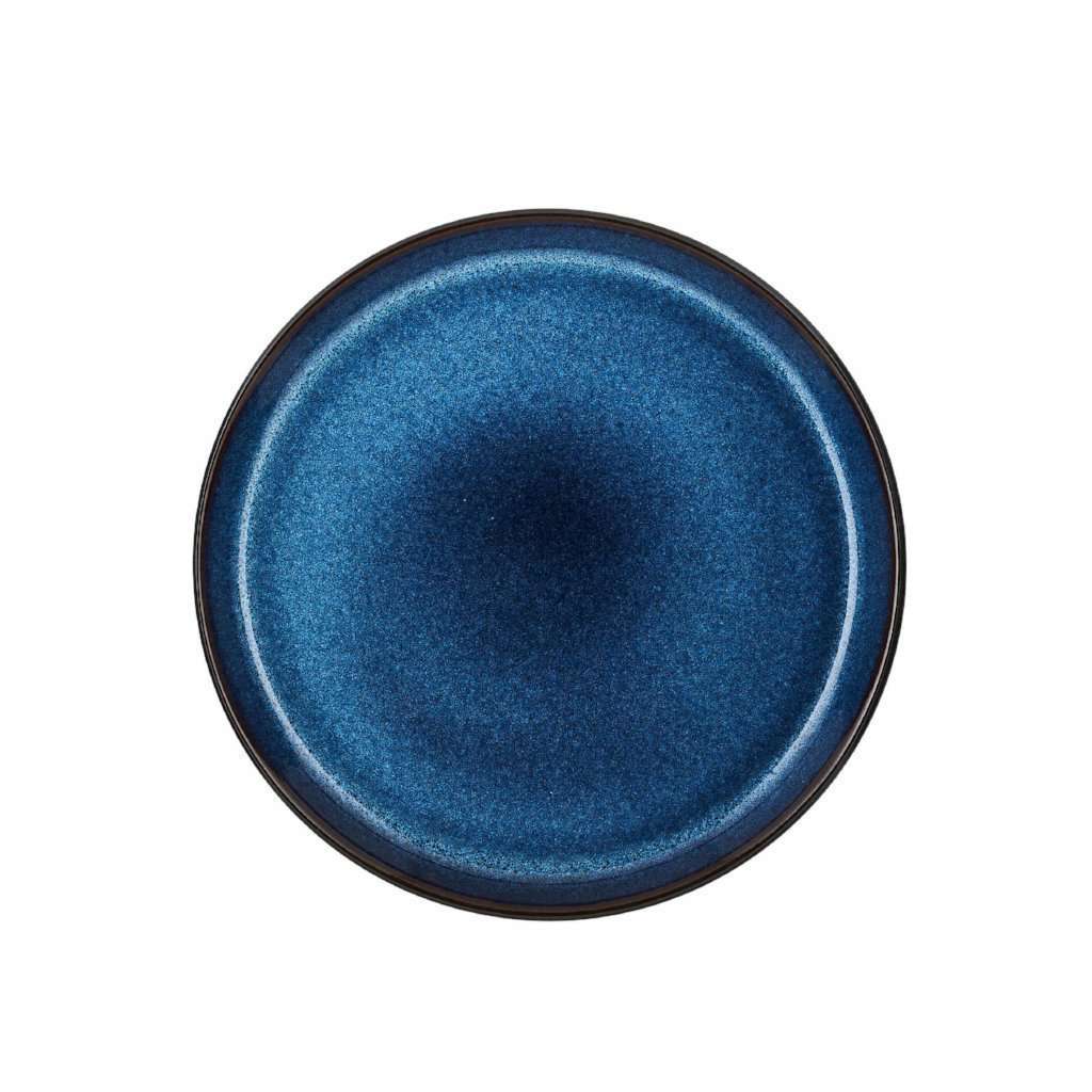 Farfurie Ceramica  Neagra cu Interior Albastru Inchis Bitz