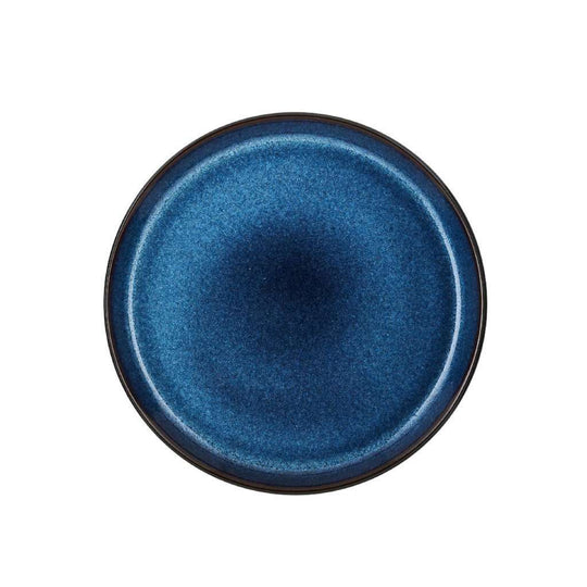 Farfurie Ceramica  Neagra cu Interior Albastru Inchis