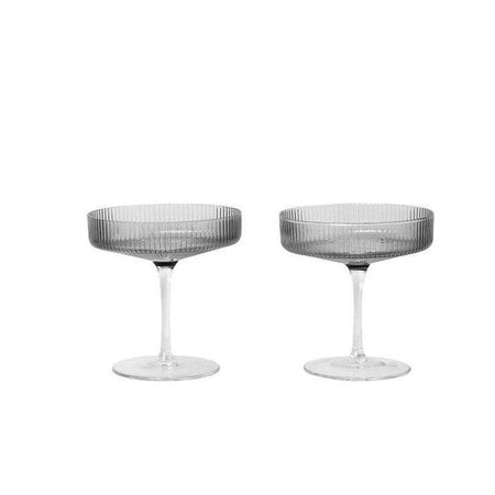 Set 2 Pahare pentru Sampanie Ripple Gri Ferm Living