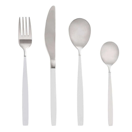 Set Tacamuri din Inox Argintii cu Alb(set 4) Nordal