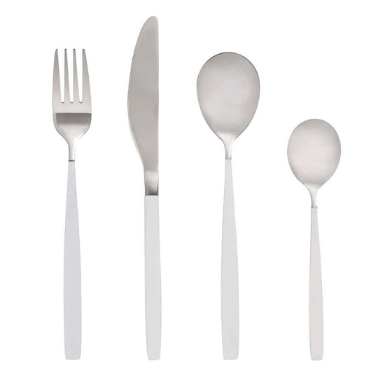Set Tacamuri din Inox Argintii cu Alb(set 4)