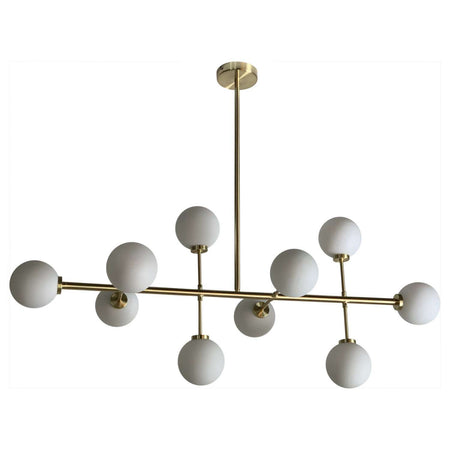 Lustra Aurie edmond cu 10 Globuri Albe de Sticla Opjet Paris