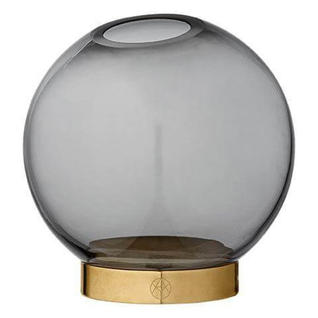 Vaza GLOBE din Sticla Fumurie si Metal Auriu 10 cm AYTM