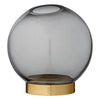 Vaza GLOBE din Sticla Fumurie si Metal Auriu 21 cm AYTM