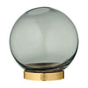 Vaza GLOBE din Sticla Verde si Metal Auriu 10 cm AYTM