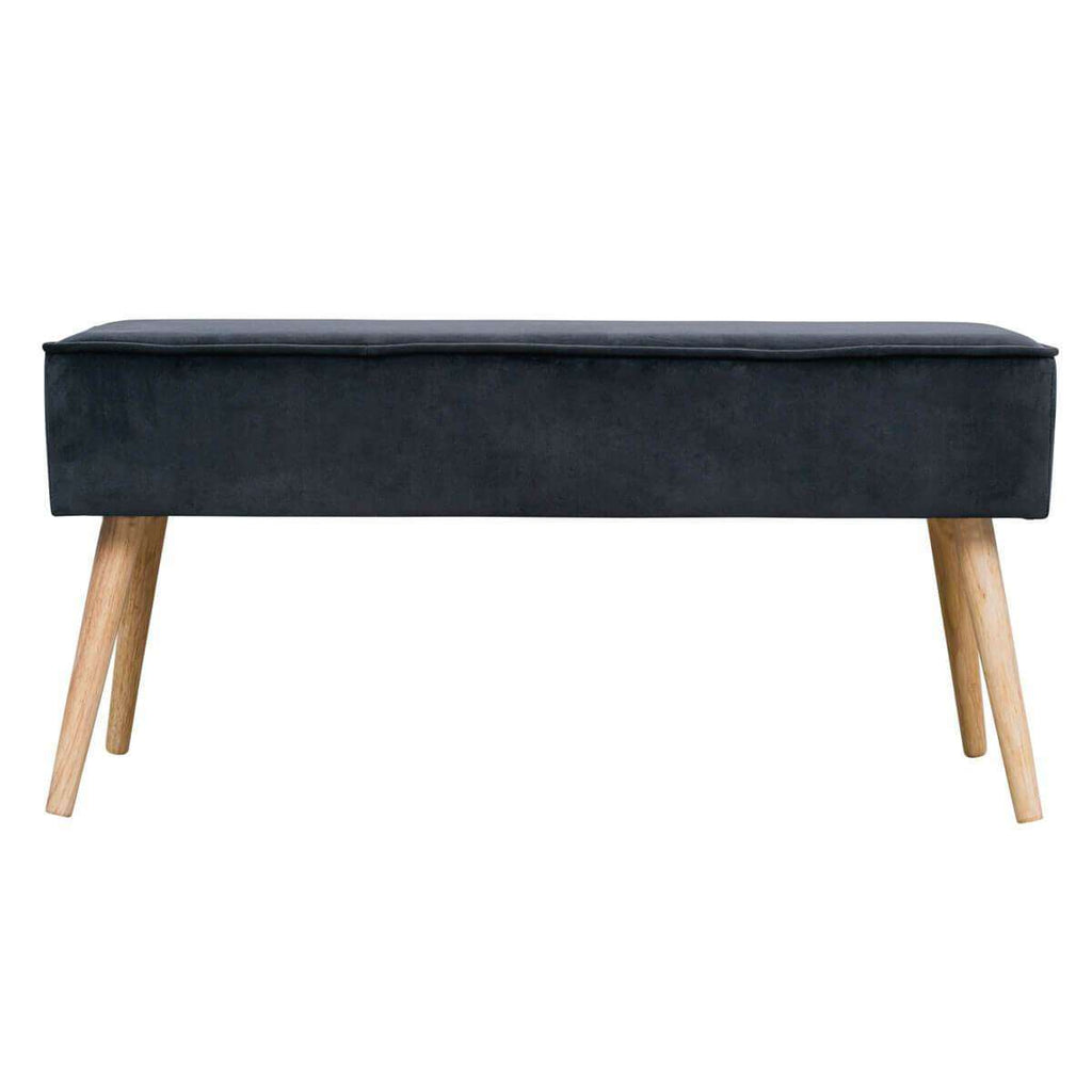Bancheta Gri Inchis din Catifea cu Picioare de Lemn POPY Zago