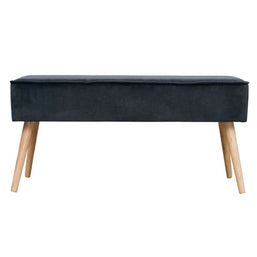 Bancheta Gri Inchis din Catifea cu Picioare de Lemn POPY Zago