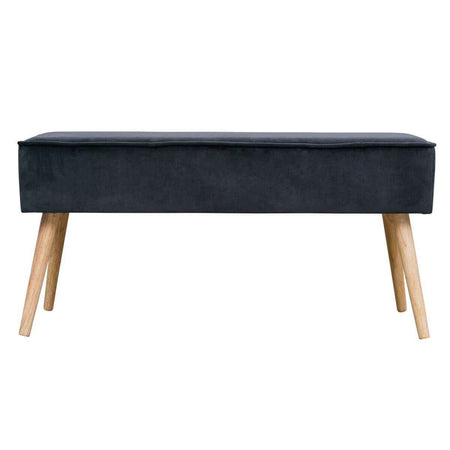 Bancheta Gri Inchis din Catifea cu Picioare de Lemn POPY Zago