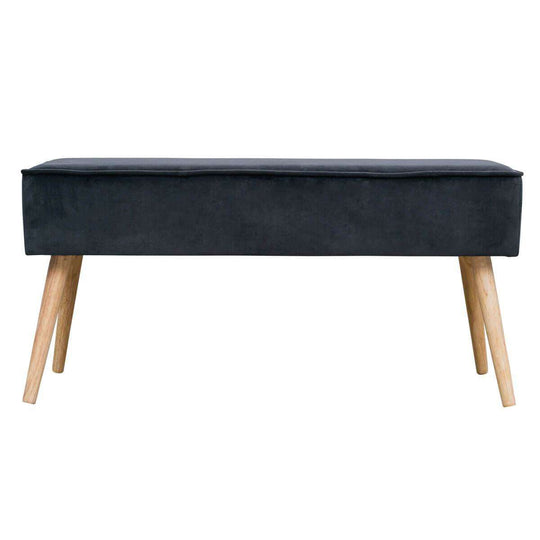 Bancheta Gri Inchis din Catifea cu Picioare de Lemn POPY