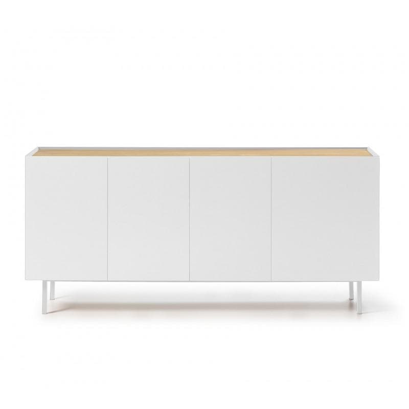 Comoda ARISTA Alba din MDF cu Picioare Metalice 165 cm TEULAT