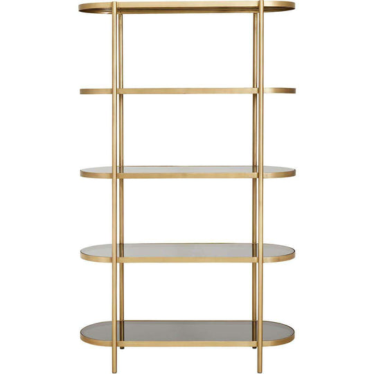 Raft Metalic Auriu cu 5 polite din Sticla Nordal