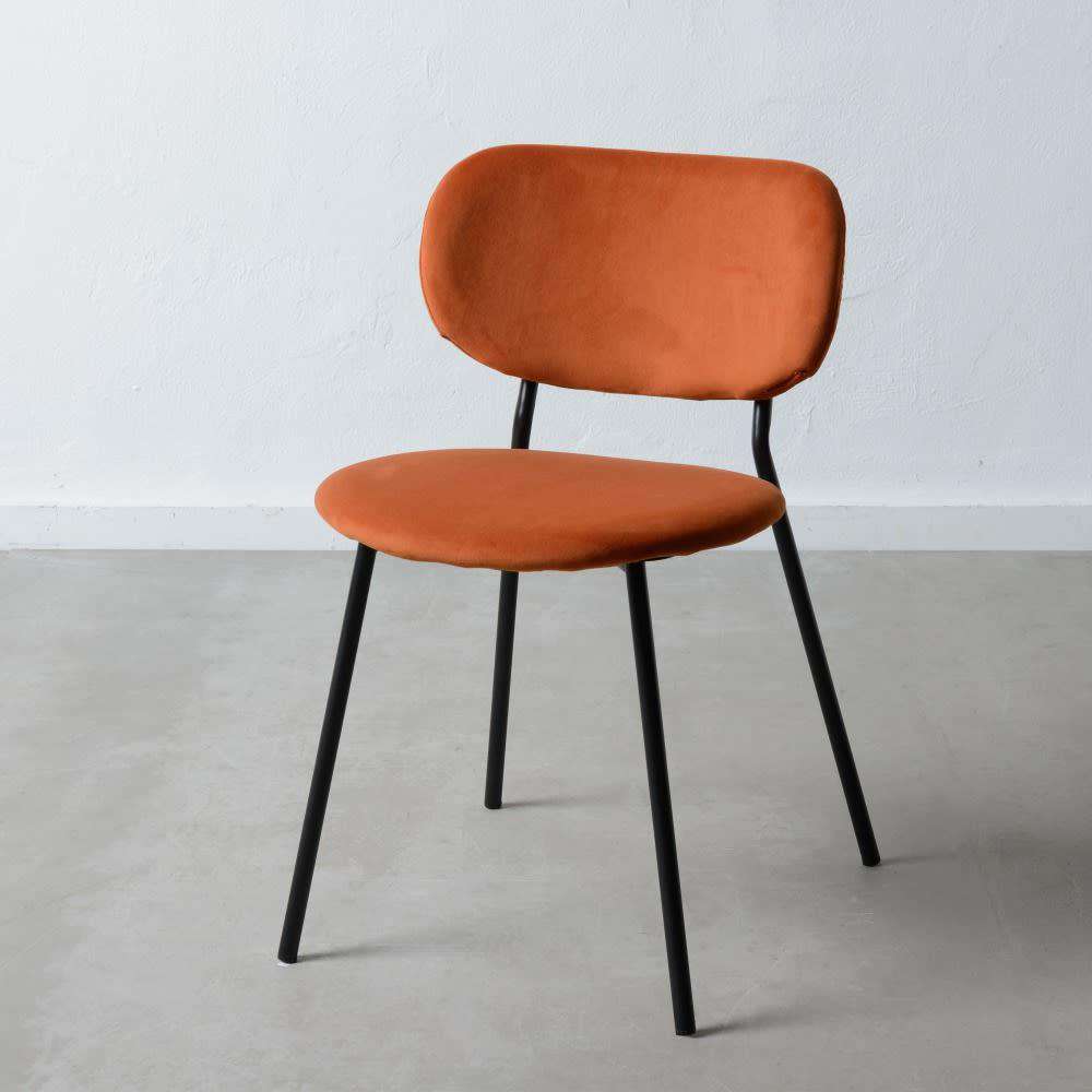 Scaun din Material Textil Portocaliu si Metal 75cm IXIA
