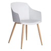Scaun din Plastic Alb cu Picioare din Lemn 83cm IXIA